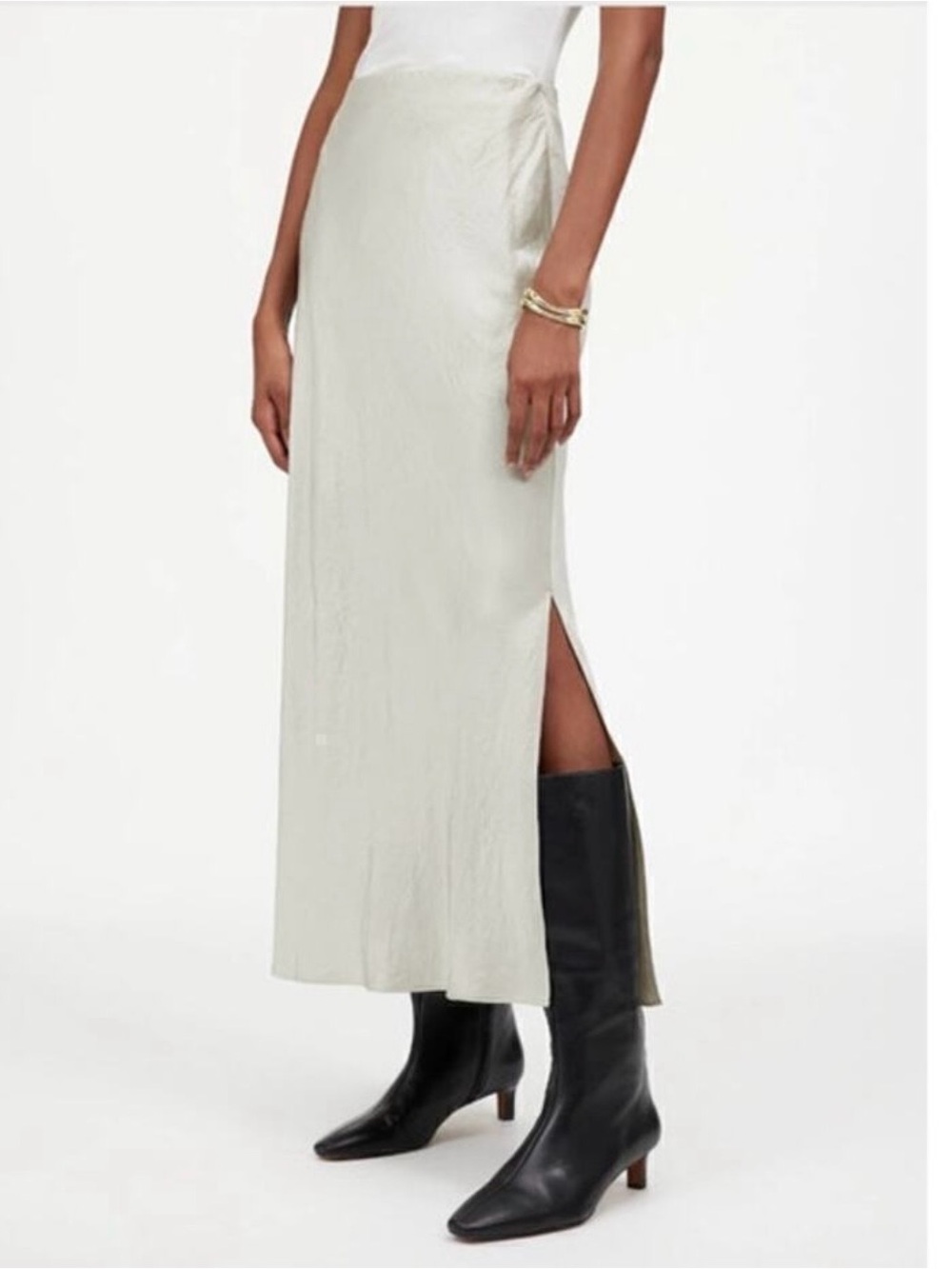 Madewell Women's “steel” Slip Maxi Skirt with Side Slit size 4